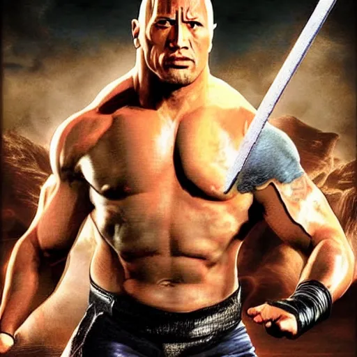 Image similar to Dwayne Johnson I’m mortal kombat 4K detailed super realistic