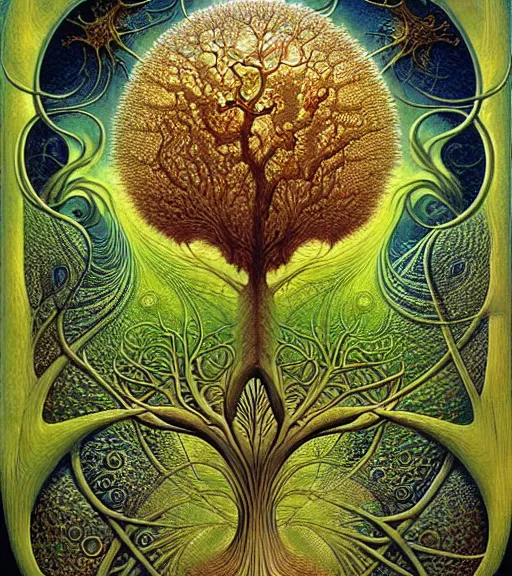 Image similar to tree of life by roger dean and andrew ferez, art forms of nature by ernst haeckel, divine chaos engine, symbolist, visionary, art nouveau, botanical fractal structures, organic, detailed, realistic, surreality