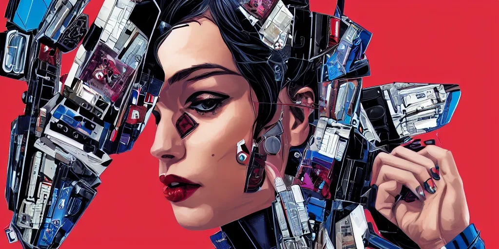 Image similar to a portrait of a single female android, by MARVEL comics and Sandra Chevrier, 4k