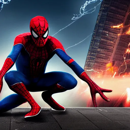 Prompt: Spiderman kick goblin , movie scene, 4k