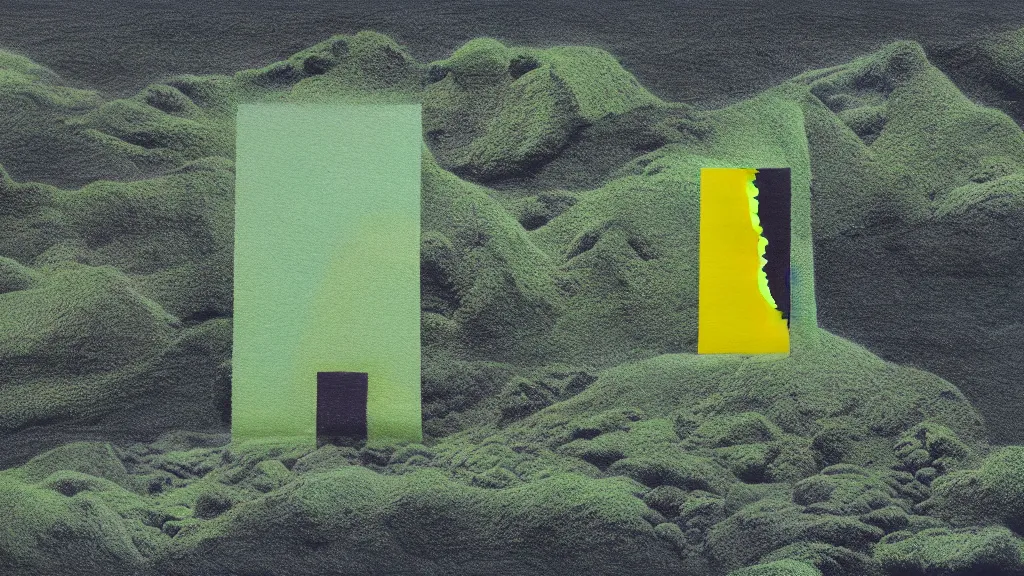 Prompt: hokkaido natural landmark, a collage painting, in the style of wes anderson, lola dupre, david hockney, isolated on negative space background dark monochrome neon spraypaint accents volumetric octane render