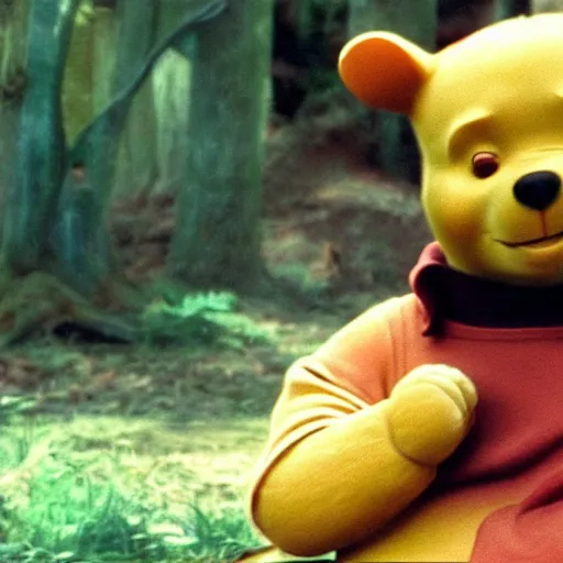 Image similar to A still of Keanu Reeves as Winnie the Pooh