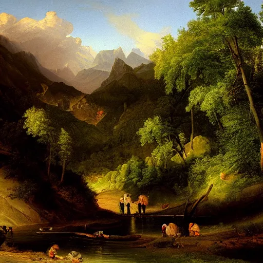 Prompt: this is hell, oil painting by asher brown durand