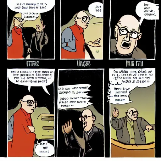 Prompt: uncle junior soprano screaming about the eternal fires of hell cartoon strip