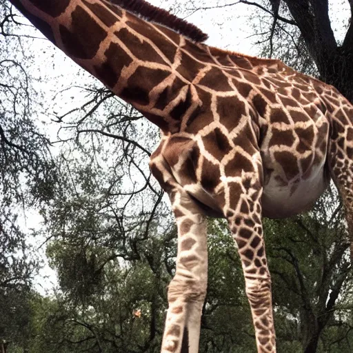 Image similar to photo of a giraffe wearing a red tie on its neck