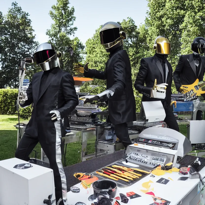 Image similar to daft punk performing at my back yard bbq