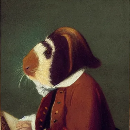 Prompt: a guinea pig dressed as chopin, 1 8 th century oil painting