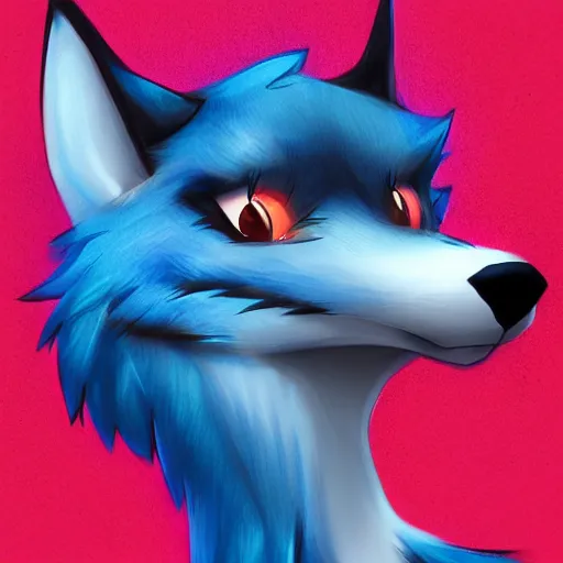 Image similar to art of an anthropomorphic furry style Blue wolf fursona, profile picture, Falvie, trending on artstation