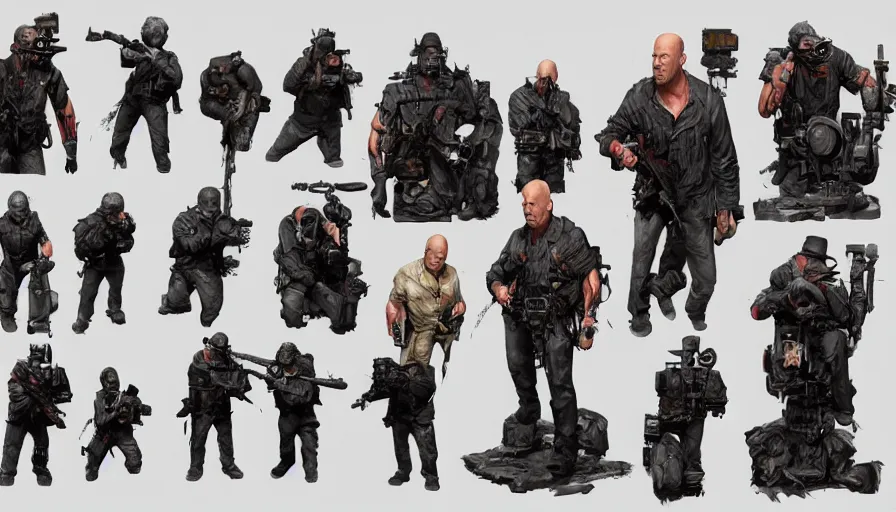 Image similar to bruce willis hand painted figurine set, hyperdetailed, artstation, cgsociety, 8 k