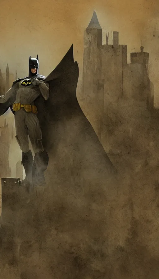 Image similar to matte painting of batman on medieval