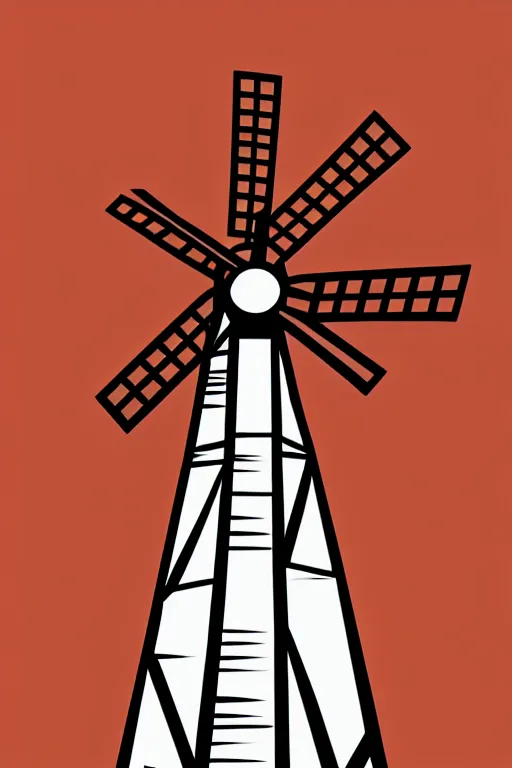 Image similar to minimalist boho style art of a an old windmill, illustration, vector art