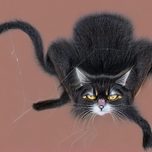 Image similar to hybrid of a cat and a spider, photorealistic