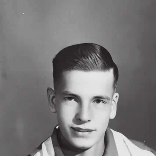 Prompt: a photographic portrait of a young man in the 1 9 5 0 s