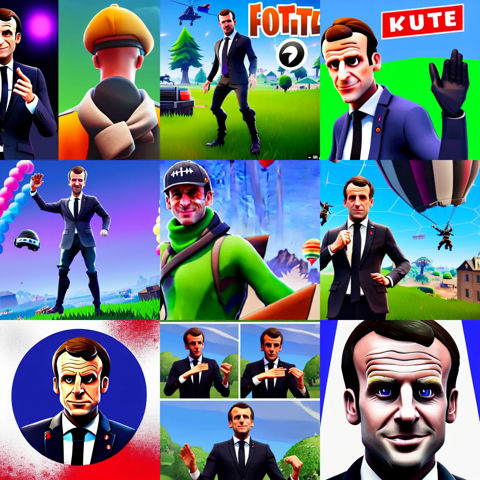 Prompt: Emmanuel Macron in the style of fortnite