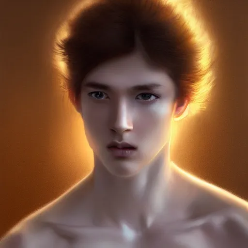 Image similar to a portrait of a young handsome prince with white fringy hair, elegant, beautiful, backlit, incredible lighting, strong rim light, highly detailed, god rays, digital painting, HDRI, by Heise Jinyao, Heise-Lian Yan Fang, Feimo, Richard Taddei, vivid colors, high contrast, 8k resolution, intricate, photorealistic