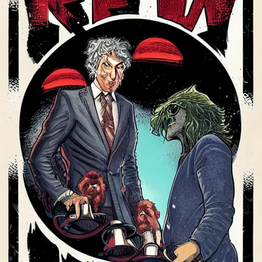 Image similar to neil gaiman an american gods mr wednesday comic book cover, marvel, dark art style