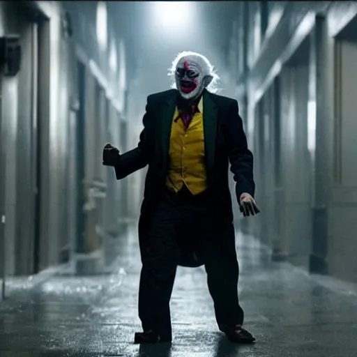 Image similar to stunning awe inspiring ( ( bernie sanders ) ) as the joker movie still 8 k hdr atmospheric lighting