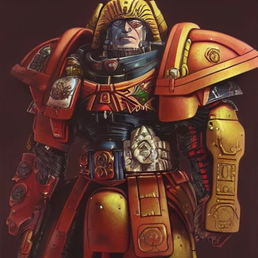 Image similar to Yujiro Hamna from Baki as a space marine Primarch, warhammer 40k, closeup character portrait art by Donato Giancola, Craig Mullins, digital art, trending on artstation