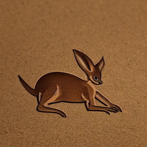 Image similar to logo of a jerboa in a minimalist style, sand color, beige and brown