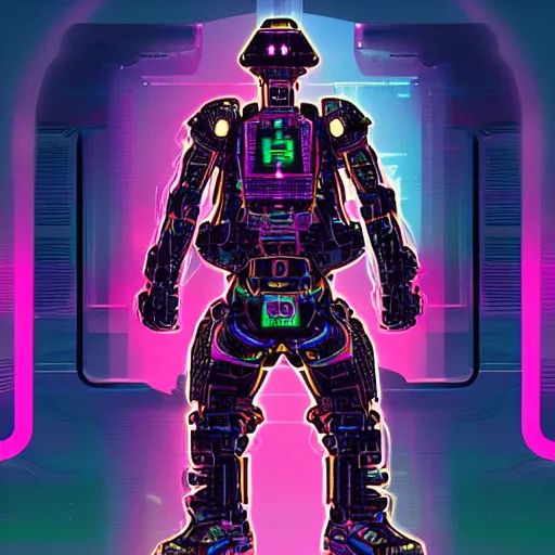 Image similar to a cybernetic warrior, cyberpunk, vapor wave