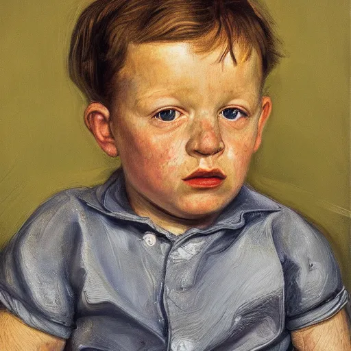 Prompt: high quality high detail painting by lucian freud, hd, little boy portrait, photorealistic lighting