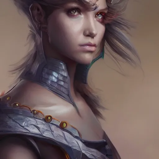 Prompt: draconic girl, portrait, highly detailed, trending on artstation, d & d, concept art, sharp focus, illustration, digital painting, art by artgerm and greg rutkowski and magali villeneuve