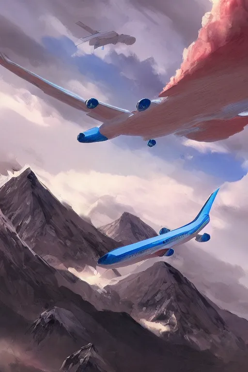 Image similar to airplane mountain by dongkyu lim illustration digital art trending on artstation
