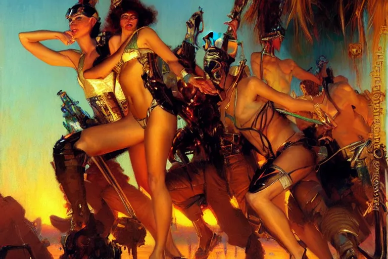 Image similar to synthwave, painting by gaston bussiere, craig mullins, j. c. leyendecker, tom of finland