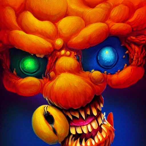 Image similar to a peach monster, colorful, digital art, fantasy, magic, chalk, trending on artstation, ultra detailed, professional illustration by basil gogos