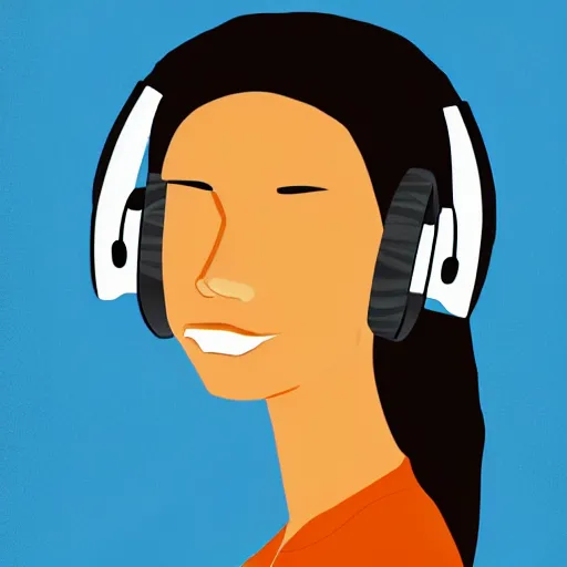 Image similar to a woman with headphones on, digital art masterpiece, by rockinjellybean