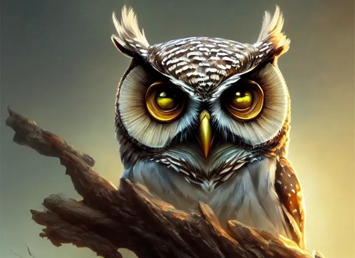 Image similar to owl, highly detailed, d & d, fantasy, highly detailed, digital painting, trending on artstation, concept art, sharp focus, illustration, global illumination, ray tracing, realistic shaded, art by artgerm and greg rutkowski and fuji choko and viktoria gavrilenko and hoang lap