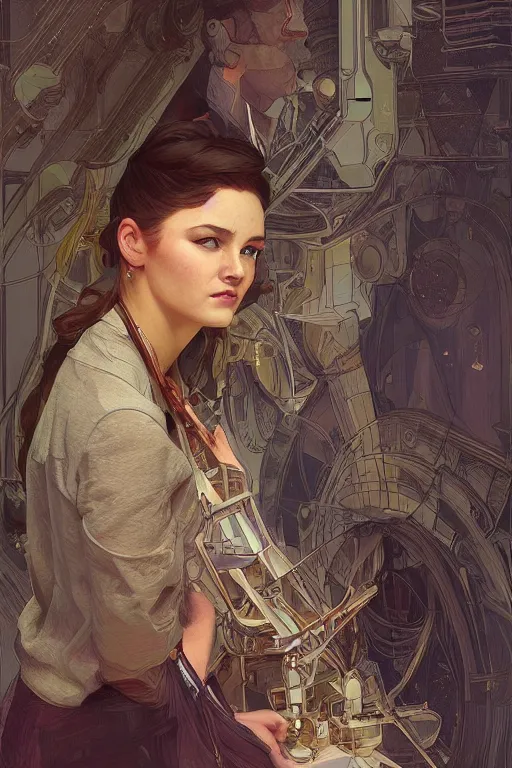 Image similar to portrait of rossa as an architect, highly detailed, digital painting, artstation, concept art, sharp focus, illustration, art by kittichai rueangchaichan and james gurney and alphonse mucha