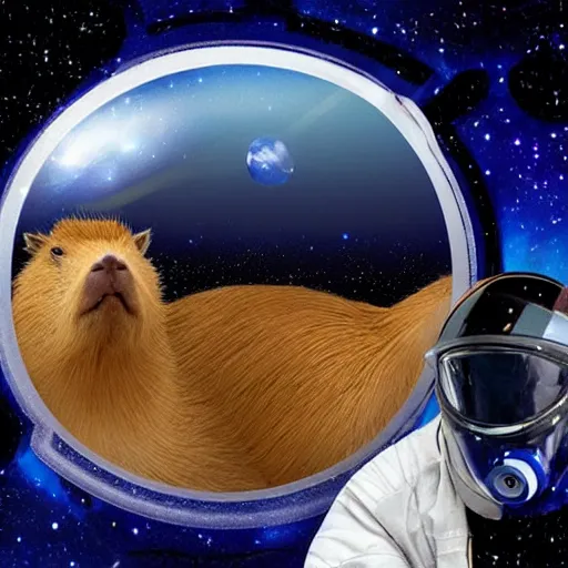 Prompt: capybara wearing a space suit. 🌌