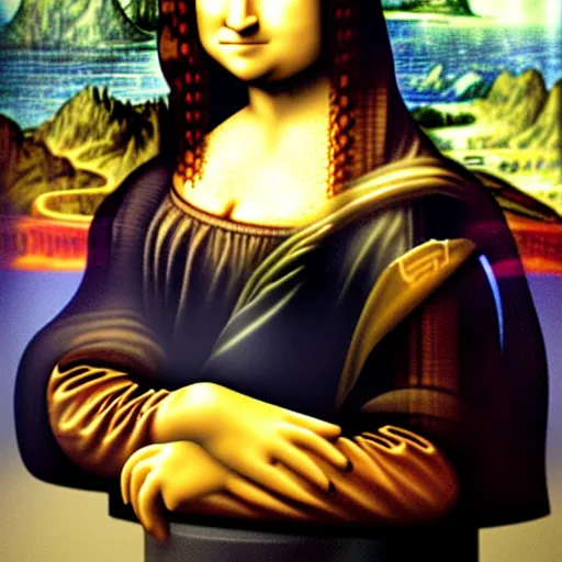 Image similar to cyborg Mona Lisa