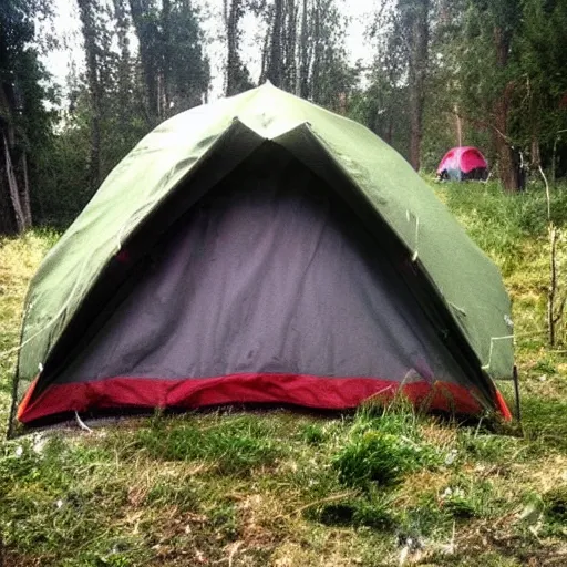 Prompt: Guys! Look at what I found at the campsite! I’m really confused it looks sort of alien like. It is outside my friends tent and it’s giant. I’m kind of scared.