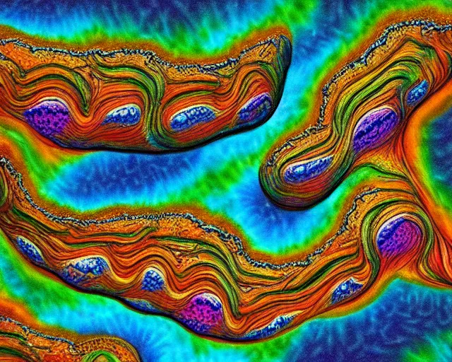 Image similar to deepdream slugdogs. a beautiful image of a mountain river, altered by googles deepdream algorithm