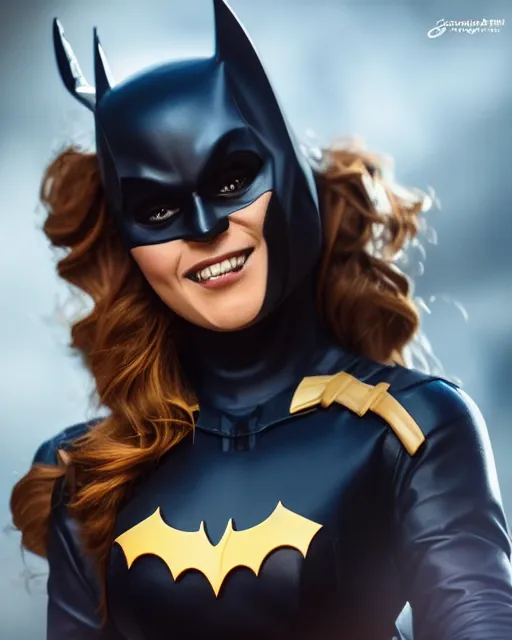 Image similar to 5 5 mm portrait photo of leslie grace as batgirl. magical atmosphere. art by artgerm and greg rutkowski. highly detailed 8 k. intricate. lifelike. soft light. nikon d 8 5 0.