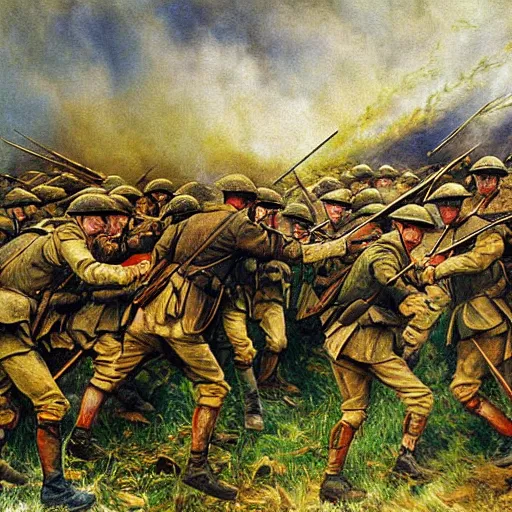 Image similar to Battle of the Somme painting 1916