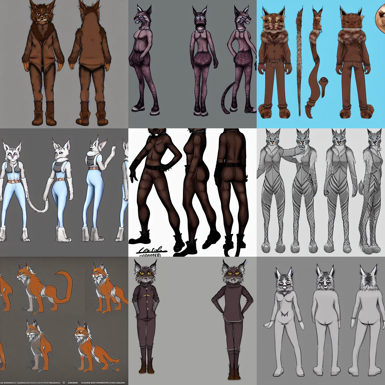 Prompt: lynx furry character refsheet