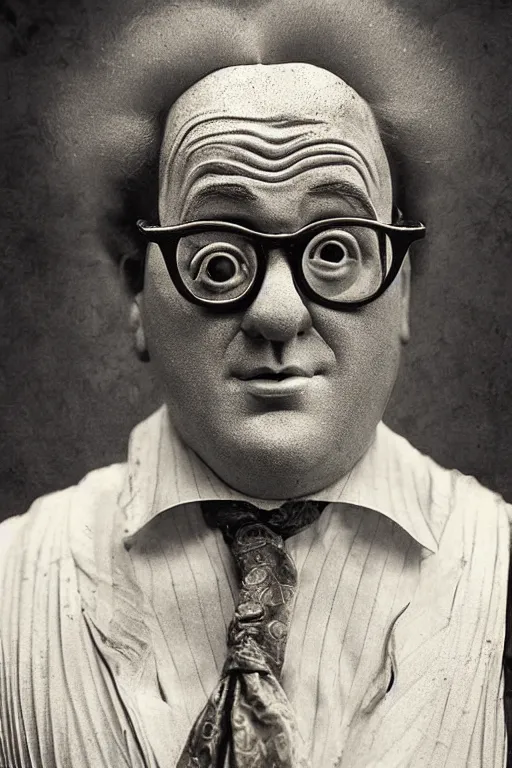 Image similar to ronald mcdonald, portrait, full body, symmetrical features, silver iodide, 1 8 8 0 photograph, sepia tone, aged paper, sergio leone, master prime lenses, cinematic