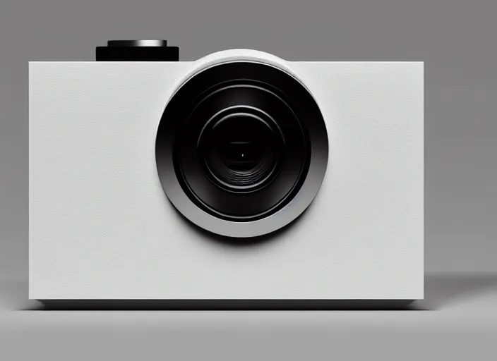 Image similar to minimalism camera designed by Dieter Rams, Naoto Fukasawa, designed by Apple, minimalism, front view, concept art rendering