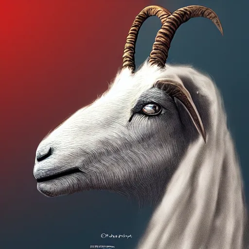 Image similar to Goat made of puffs of smoke, hazy, atmospheric, inspiring, digital art, award winning, artstation,