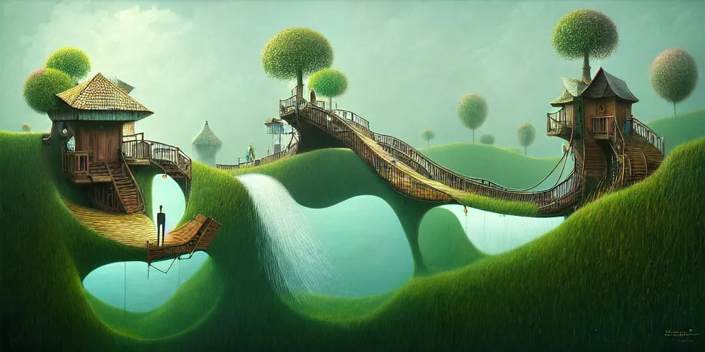 Prompt: gediminas pranckevicius waterpark painting by cinematic lighting, epic composition, highly detailed