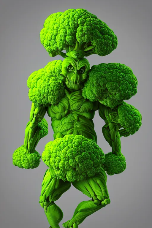 Image similar to a humanoid figure broccoli man, ripped, highly detailed, digital art, sharp focus, trending on art station, anime art style