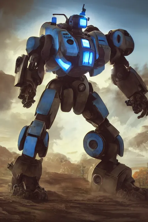 Image similar to mechwarrior 5 : mercenaries mech megaman transformer robot boss tank engine game octane render, 4 k, hd 2 0 2 2 3 d cgi rtx hdr style chrome reflexion glow fanart, global illumination ray tracing hdr fanart arstation by ian pesty by jesper ejsing pixar and disney unreal zbrush central hardmesh