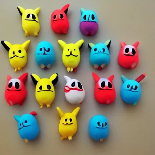 Prompt: peeps in the shape of pokemon t