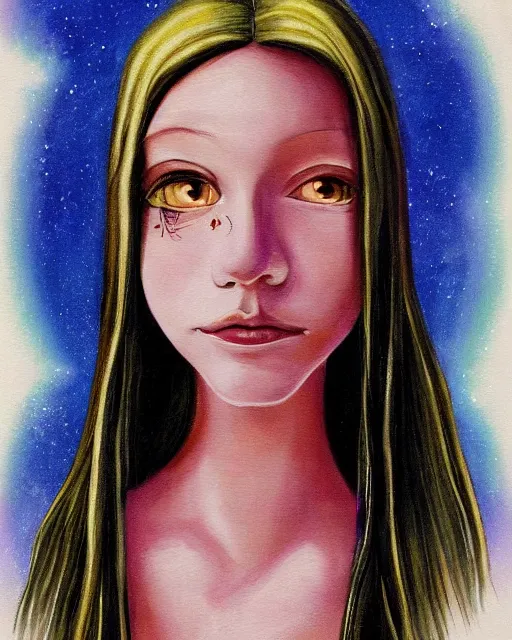 Prompt: a portrait of a beautiful young lady manifesting a psychic prayer that is surreally becoming a ghost dance as a cute and pretty mentally insane young woman inquisitively smirks at you. slender, pretty and stunning young woman with long straight black hair wearing English schoolgirl uniform, with mental insanity imagines an image of a psychic energetic state of lucid reality. ultra detailed painting at 16K resolution and epic visuals. epically surreally beautiful image. rendering amazing detail. vivid clarity. ultra shadowing. iridescent colors. mind-breaking latent space.