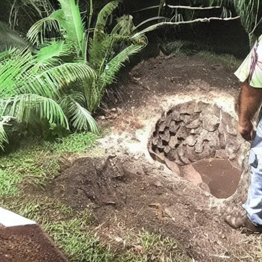 Prompt: Florida man discovers hidden tunnel under his house. Inside is the world's largest gator