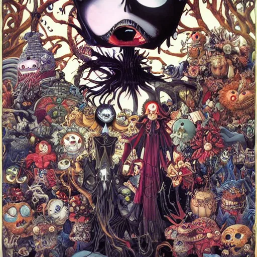 Prompt: portrait of crazy nightmare before christmas, symmetrical, by yoichi hatakenaka, masamune shirow, josan gonzales and dan mumford, ayami kojima, takato yamamoto, barclay shaw, karol bak, yukito kishiro