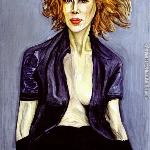 Prompt: of nicole kidman painted by lucien freud